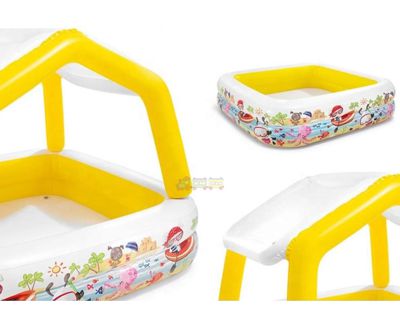 INTEX 57470 Надувной детский бассейн c навесом (157х157х122 см)