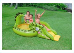 Детский надувной бассейн «Крокодил»с горкой Intex 57132