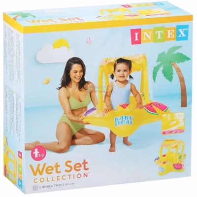 Дитячий надувний плотик-круг Intex 56573 «Зірочка» з навісом (81х79 см)