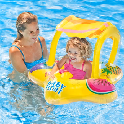 Дитячий надувний плотик-круг Intex 56573 «Зірочка» з навісом (81х79 см)