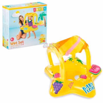 Дитячий надувний плотик-круг Intex 56573 «Зірочка» з навісом (81х79 см)