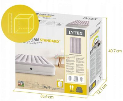 Односпальная надувная велюровая кровать Intex 64179 (203 x 152 x 30 см) с портативным насосом USB