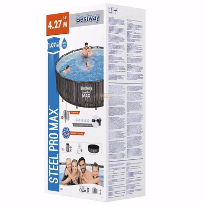 Каркасный бассейн Bestway Wood Style 5614Z (427х107 см) с картриджным фильтром, тентом и лестницей