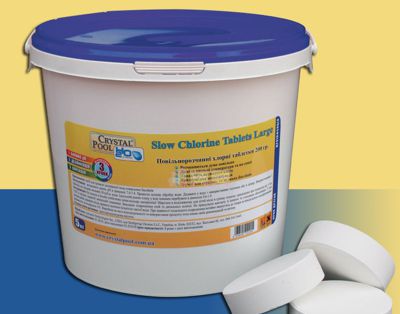 Медленно растворимые таблетки хлора Crystal Pool Slow Chlorine Tablets Large, 1 кг (2201)
