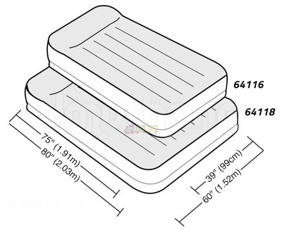 Intex 64116, Надувная кровать со встроенным электронасосом и подголовником 191х99х30 см