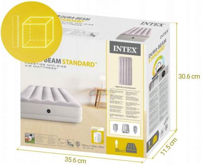 Односпальная надувная велюровая кровать/матрас 191 x 99 x 30 см с портативным насосом USB Intex 64177