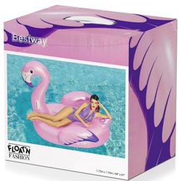 Bestway 41119, Пляжный надувной семейный матрас-плот Фламинго 173х170 см
